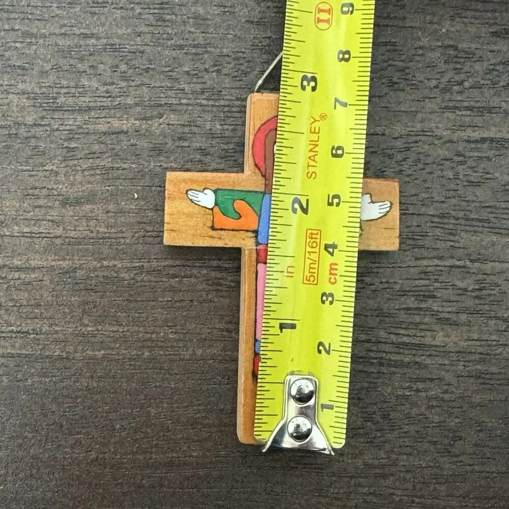 Cross with Christ El Salvador Vtg Crucifix Handmade Colorful Jesus Religious